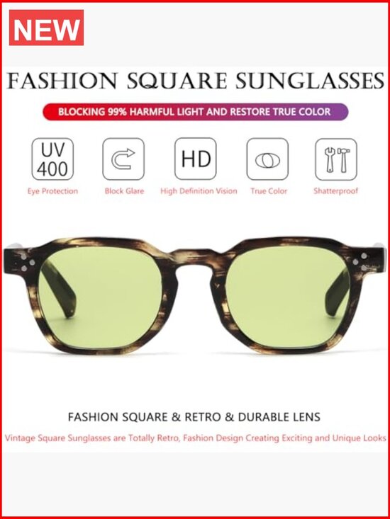 Retro Square Thick Frames Sunglasses UV400 Protection Unisex main image 6